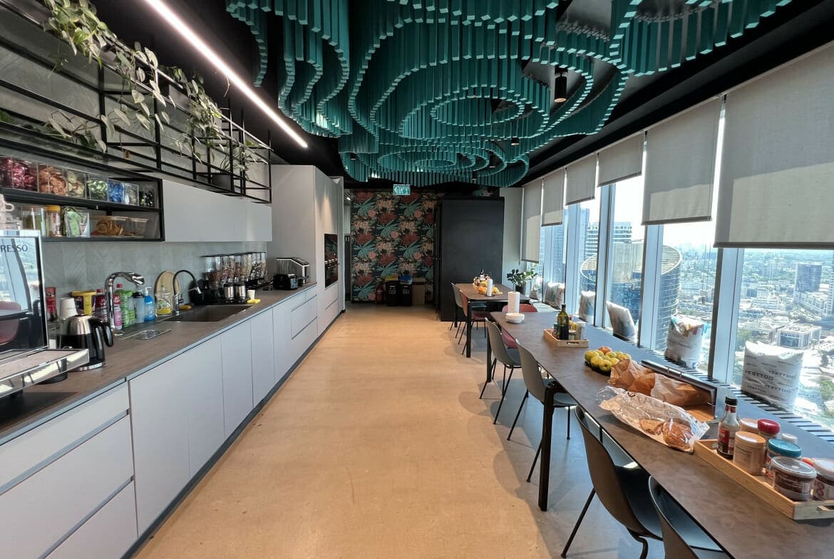 מטבח גדול במשרדים להשכרה בתל אביב