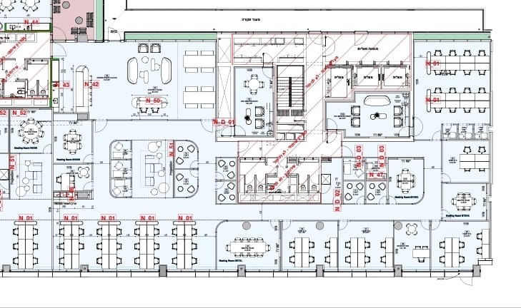 תוכנית החלוקה של המשרדים להשכרה בשרונה תל אביב