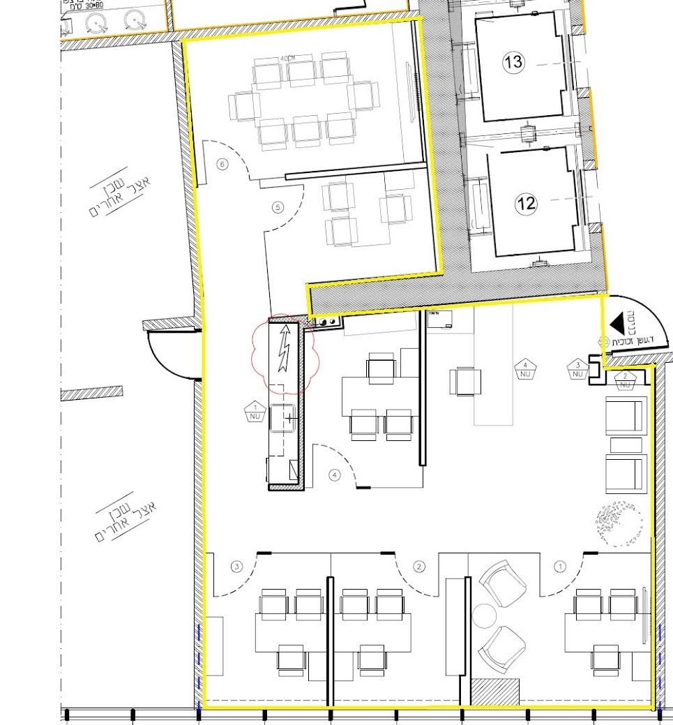 תכנית חלוקה של המשרד- 150 מ"ר במידטאון