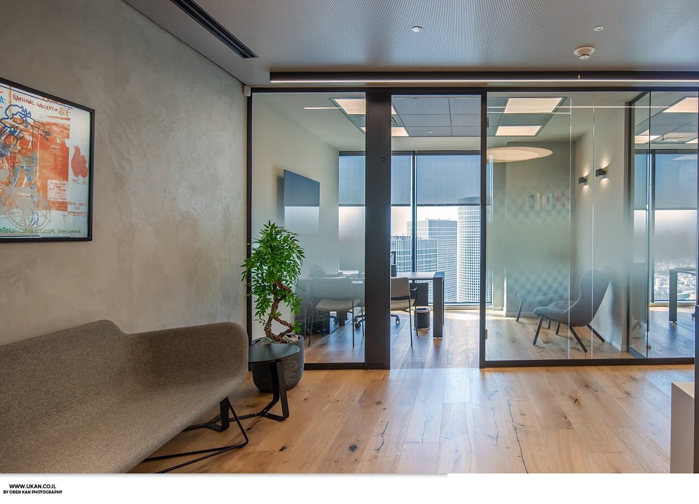 מבט כללי- כניסה לחדר עבודה ואזור לאונג'