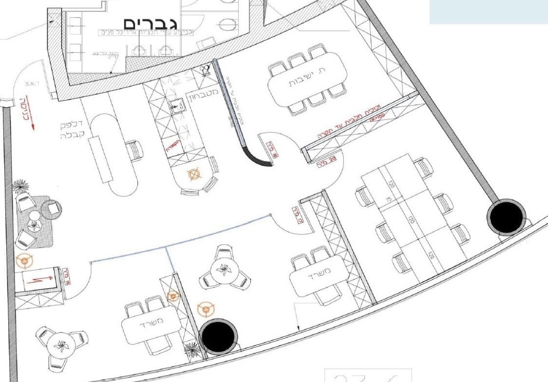 תכנית חלוקה של משרד במגדל ספיר 167 מ