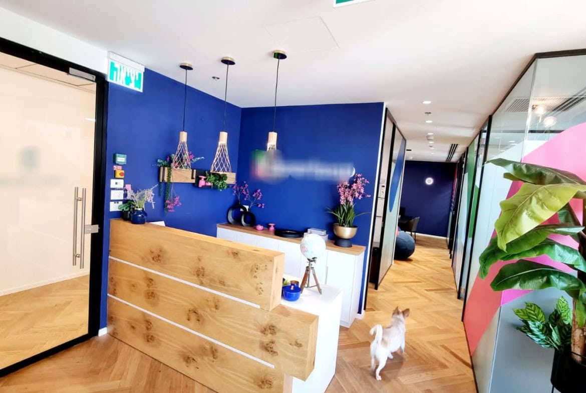 עמדת קבלה במשרד ואזור המתנה- משרד יפה ומעוצב